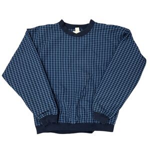 VTG 90s Hunt Club Golf Windbreaker Plaid Pullover Ribbed Embroidered Sz L Jacket